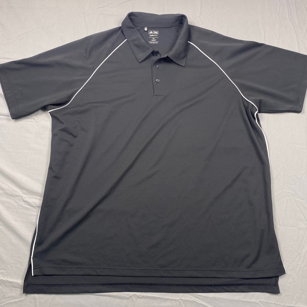 Adidas‎ Climalite Golf Polo Shirt Mens 2XL XXL Black Stretch Raglan Athletic